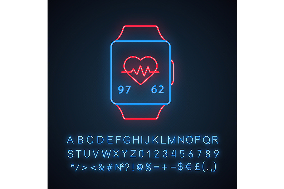 Fitness tracker neon light icon in Icons - product preview 8