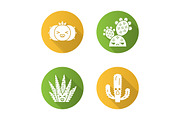 Cactuses flat design icons set