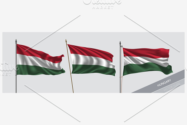 Set of Hungaria waving flag vector