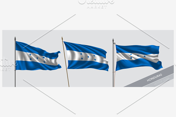 Set of Honduras waving flag vector