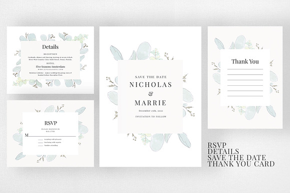 Modern Eucalyptus Wedding Suite in Wedding Templates - product preview 2