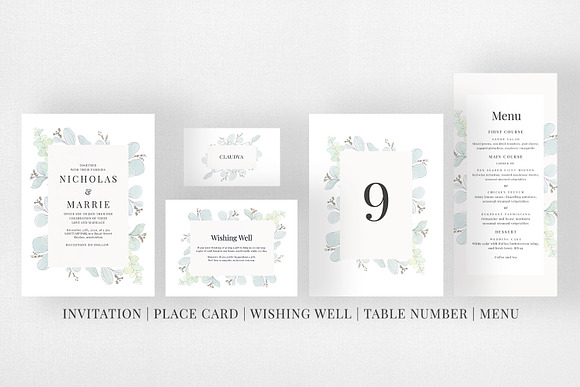 Modern Eucalyptus Wedding Suite in Wedding Templates - product preview 4