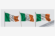 Set of Ireland waving flag vector