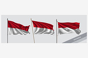 Set of Indonesia waving flag vector