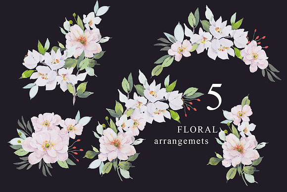 Watercolor Floral XL clipart set in Illustrations - product preview 2