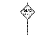 Dead end road sign sketch vector