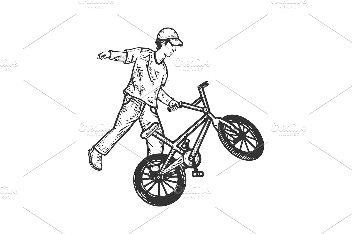 BMX bike sport bicycle sketch vector in Objects - product preview 8
