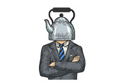 Kettle pot head businessman sketch