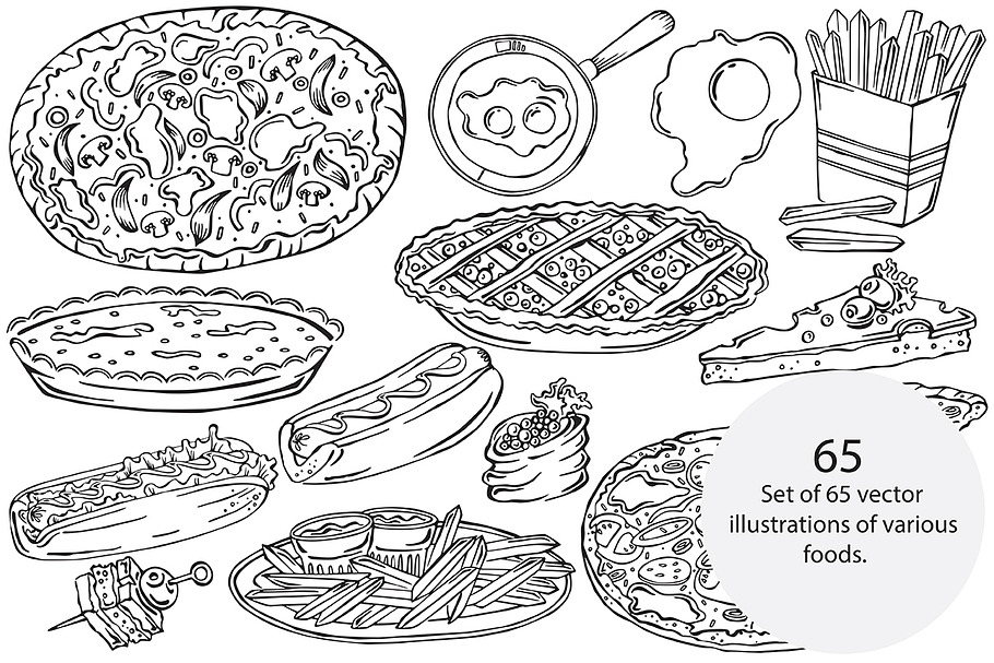 Pizza, Hot dog, French fries in Illustrations - product preview 8