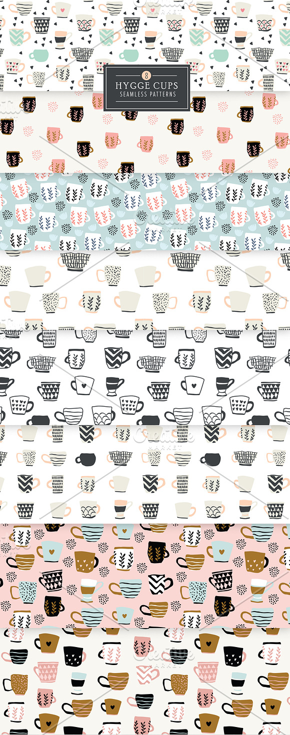 Hygge Cups 8 Seamless Patterns in Patterns - product preview 8