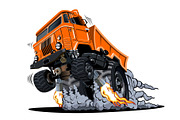 Cartoon 4x4 muscle truck isolated on
