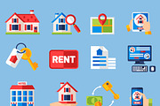 House rent and property icons set