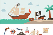 Pirate icons flat set