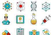 Science line icons set