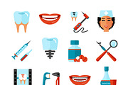 Dental care icons set