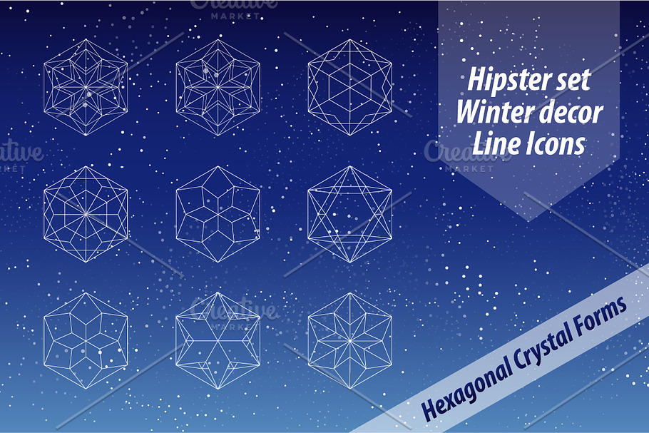 Sacred Geometry. Hexagonal Crystals. in Icons - product preview 8
