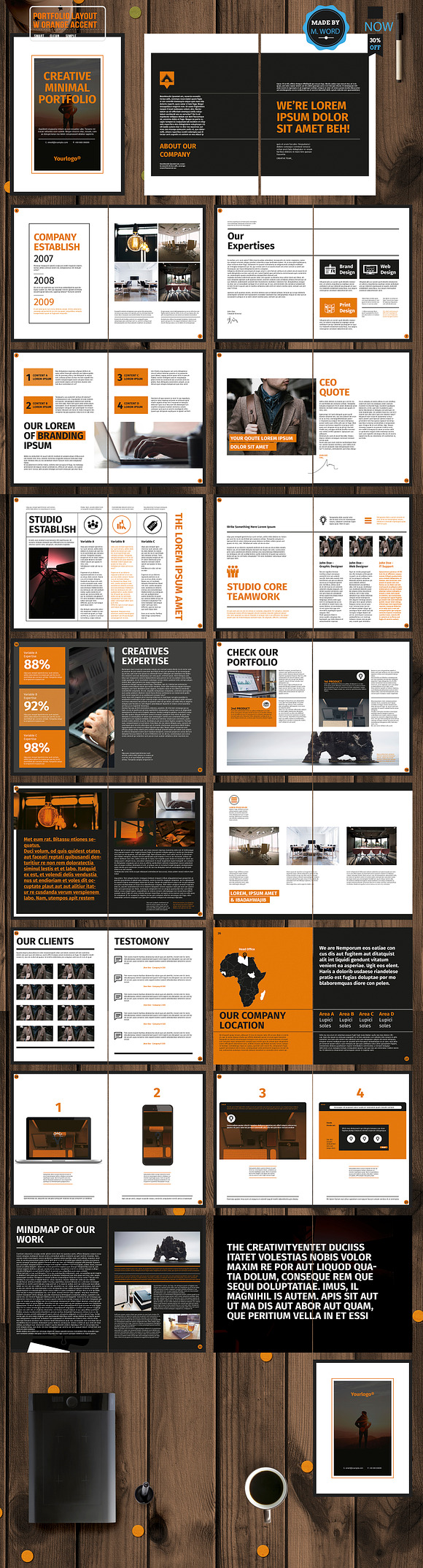Portfolio Layout With Orange Accent* in Brochure Templates - product preview 1