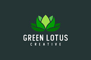 abstract green lotus flower logo