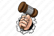 Fist Hand Holding Judge Hammer Gavel