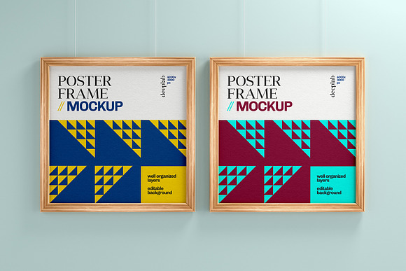 Wood Poster Mockup Set in Print Mockups - product preview 5