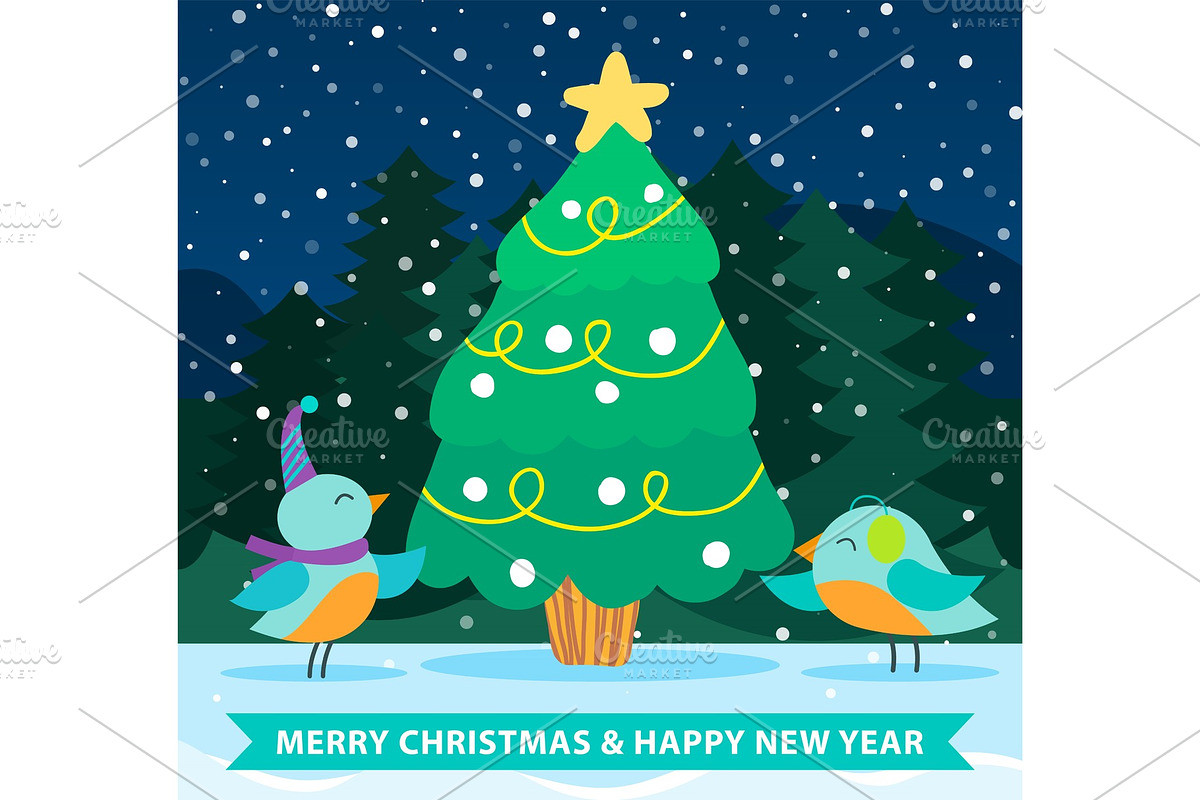 Greeting Card with Fir-tree Merry in Objects - product preview 8