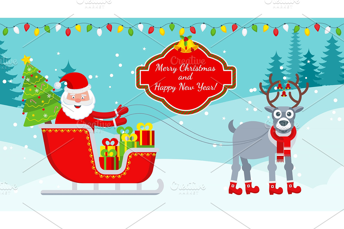 Santa Claus in a sleigh with gifts in Textures - product preview 8