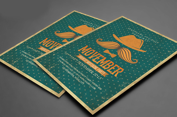 Vintage Movember Flyer Template in Flyer Templates - product preview 3