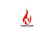 n letter flame logo