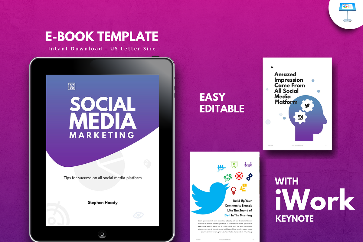 Social Media eBook Keynote Template in Brochure Templates - product preview 8