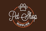 Pet shop logo. Round linear logo.