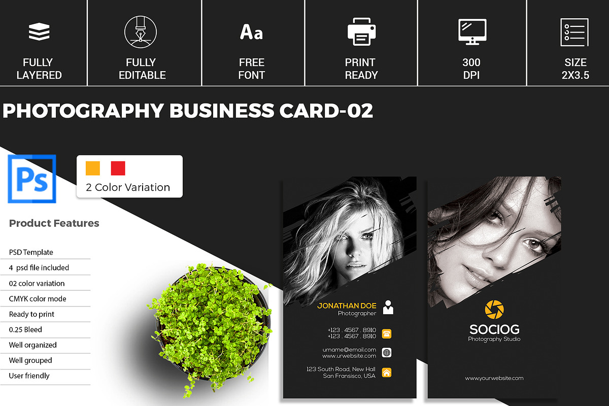 Photography Business card-02 in Business Card Templates - product preview 8