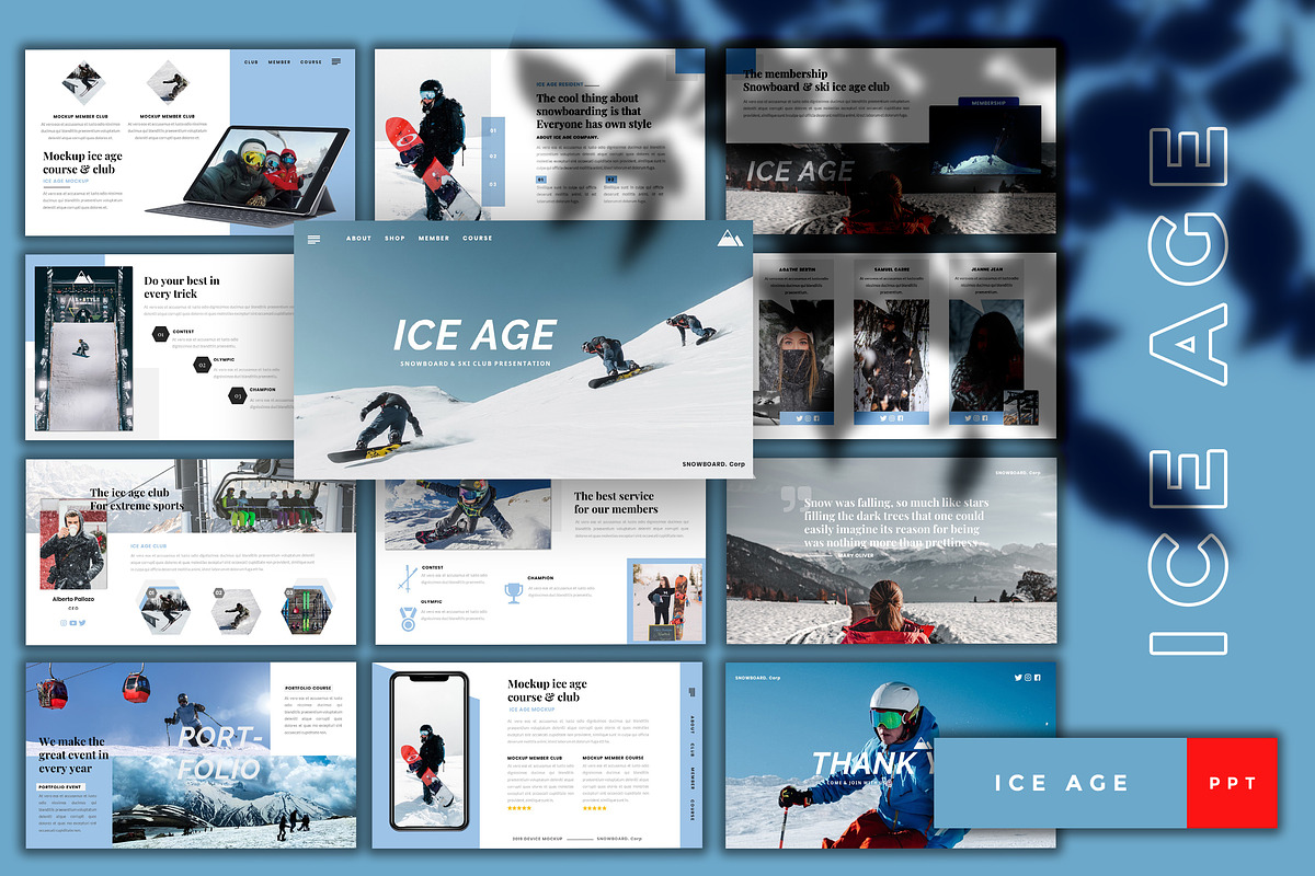 Ice Age-Snowboard PowerPoint in PowerPoint Templates - product preview 8