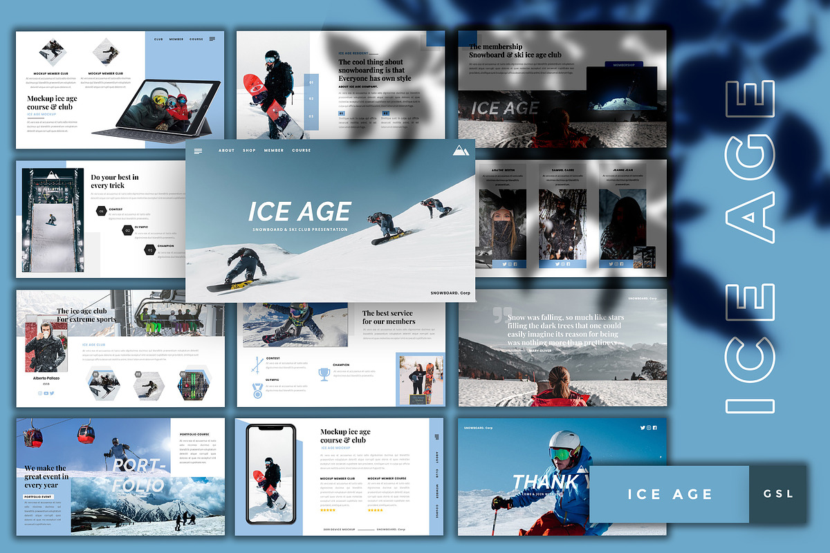 Ice Age-Snowboard Googleslide in Presentation Templates - product preview 8