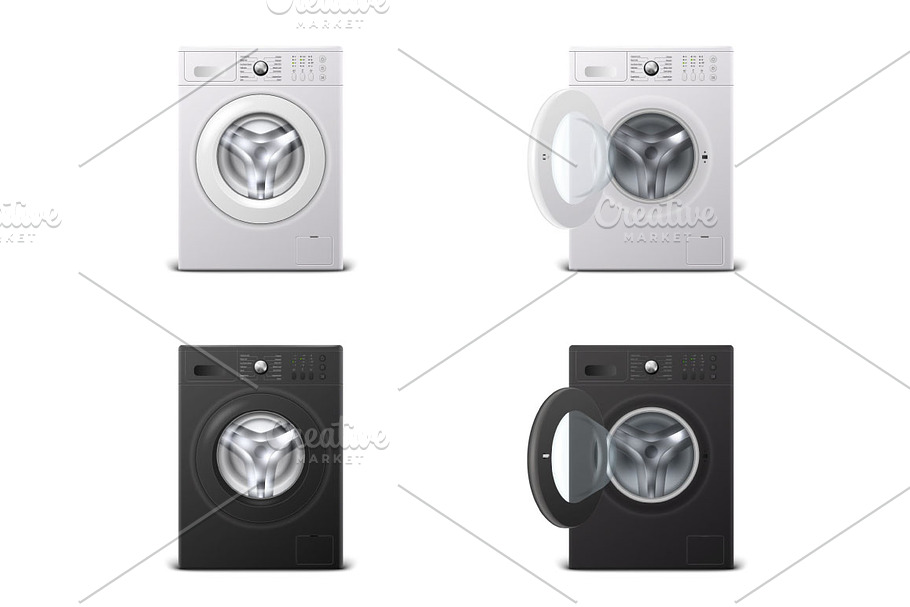Washing machine. Vector set. in Objects - product preview 8