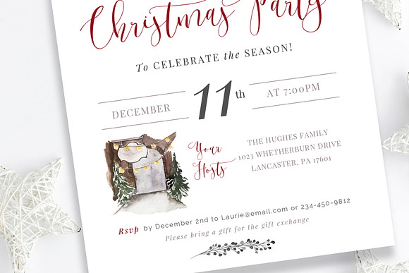 Christmas Party Invitation Template in Invitation Templates - product preview 1