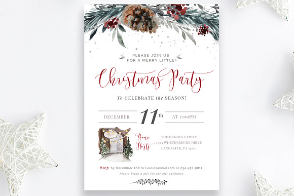 Christmas Party Invitation Template in Invitation Templates - product preview 2