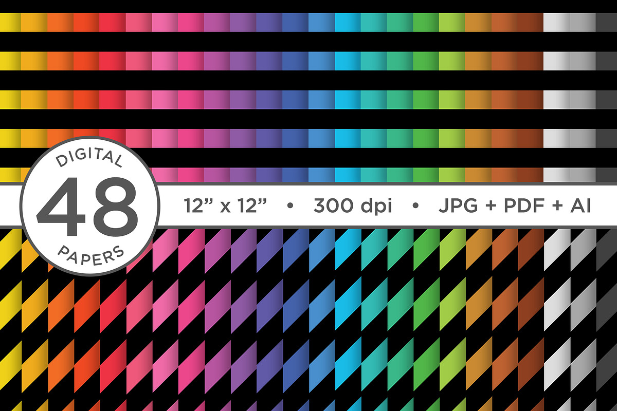 Black Rainbow Seamless Stripes in Patterns - product preview 8
