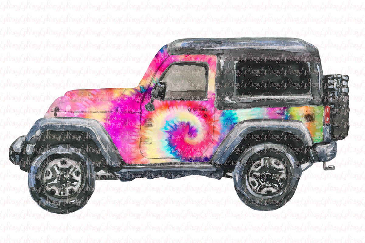 Off road car, tie dye in Illustrations - product preview 8