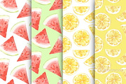 Fruit patterns. Watercolor set