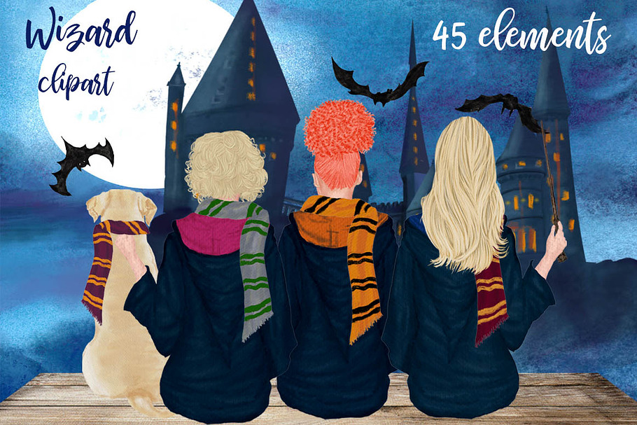 Wizard Girls clipart, in Illustrations - product preview 8