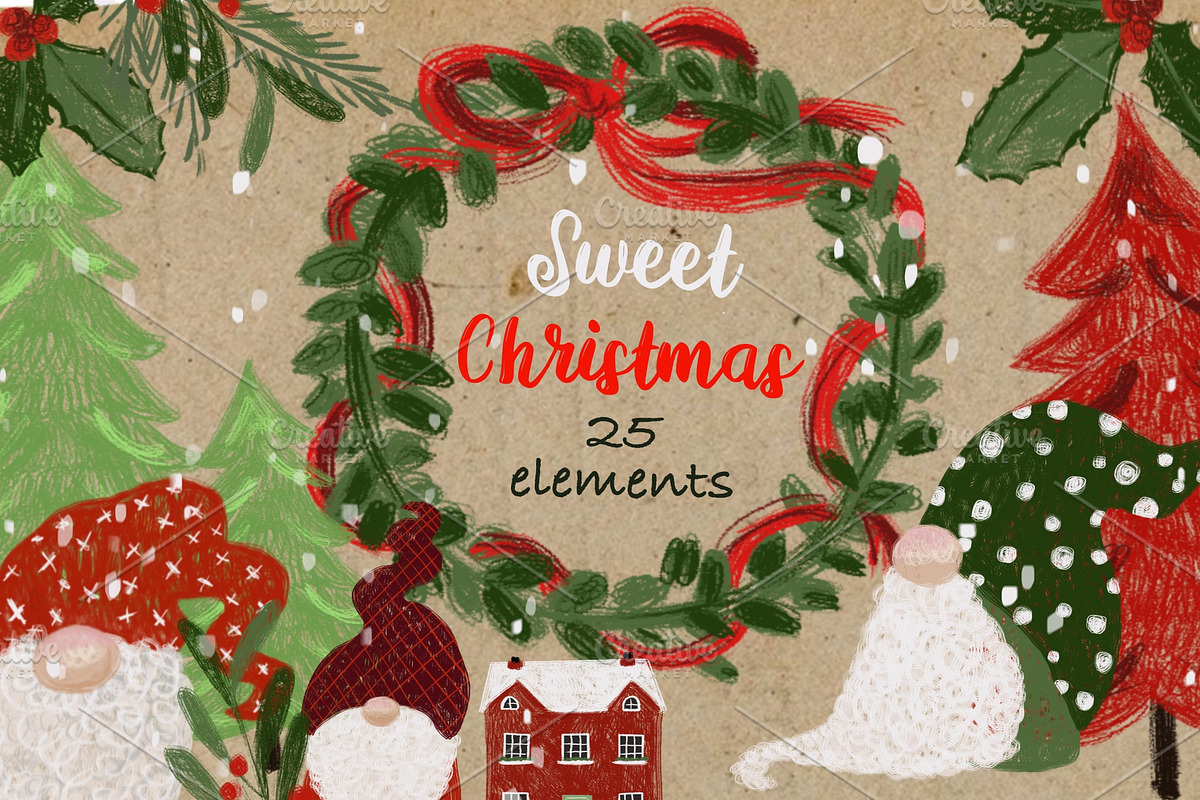 Sweet Christmas Gnomes set in Illustrations - product preview 8