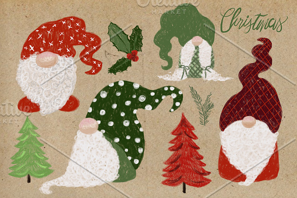 Sweet Christmas Gnomes set in Illustrations - product preview 1