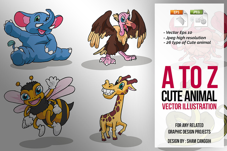 A to Z Cute Animal Illustration in Illustrations - product preview 8