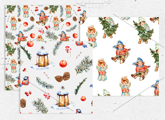 Vintage Christmas Watercolor Clipart in Illustrations - product preview 13