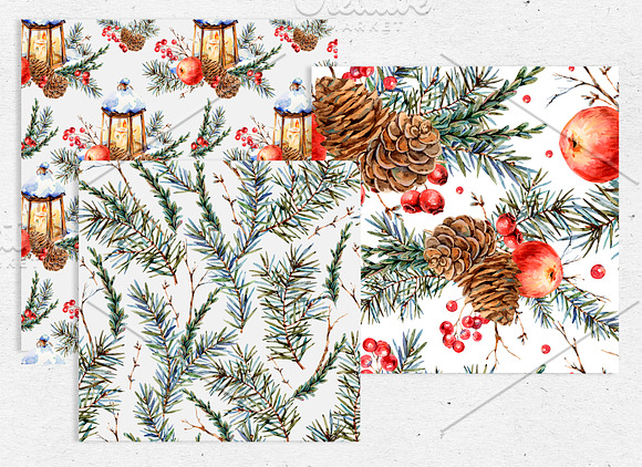 Vintage Christmas Watercolor Clipart in Illustrations - product preview 14