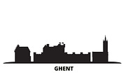 Belgium, Ghent city skyline isolated