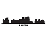 Bhutan city skyline isolated vector