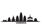 Cambodia city skyline isolated
