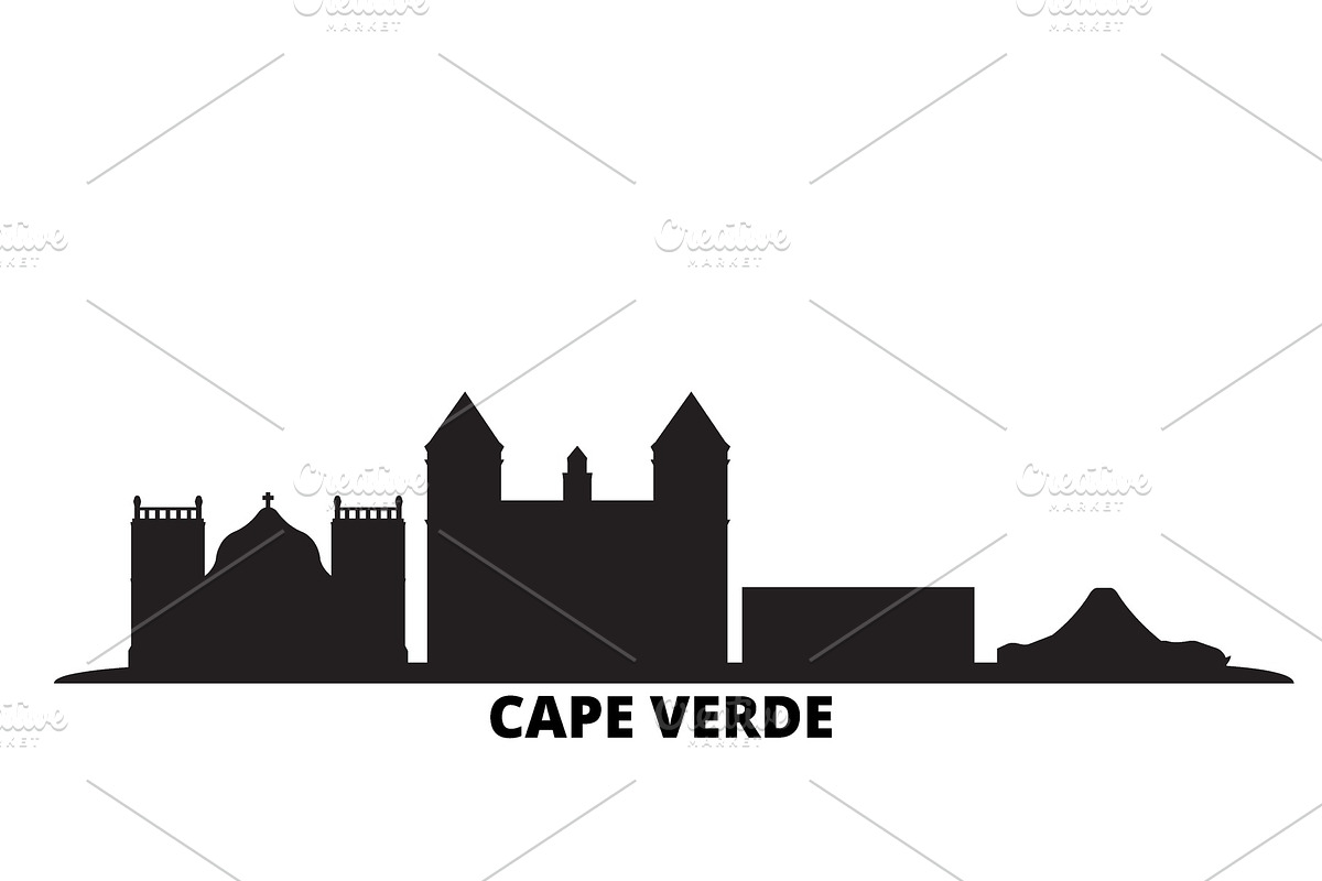 Cape Verde city skyline isolated in Illustrations - product preview 8