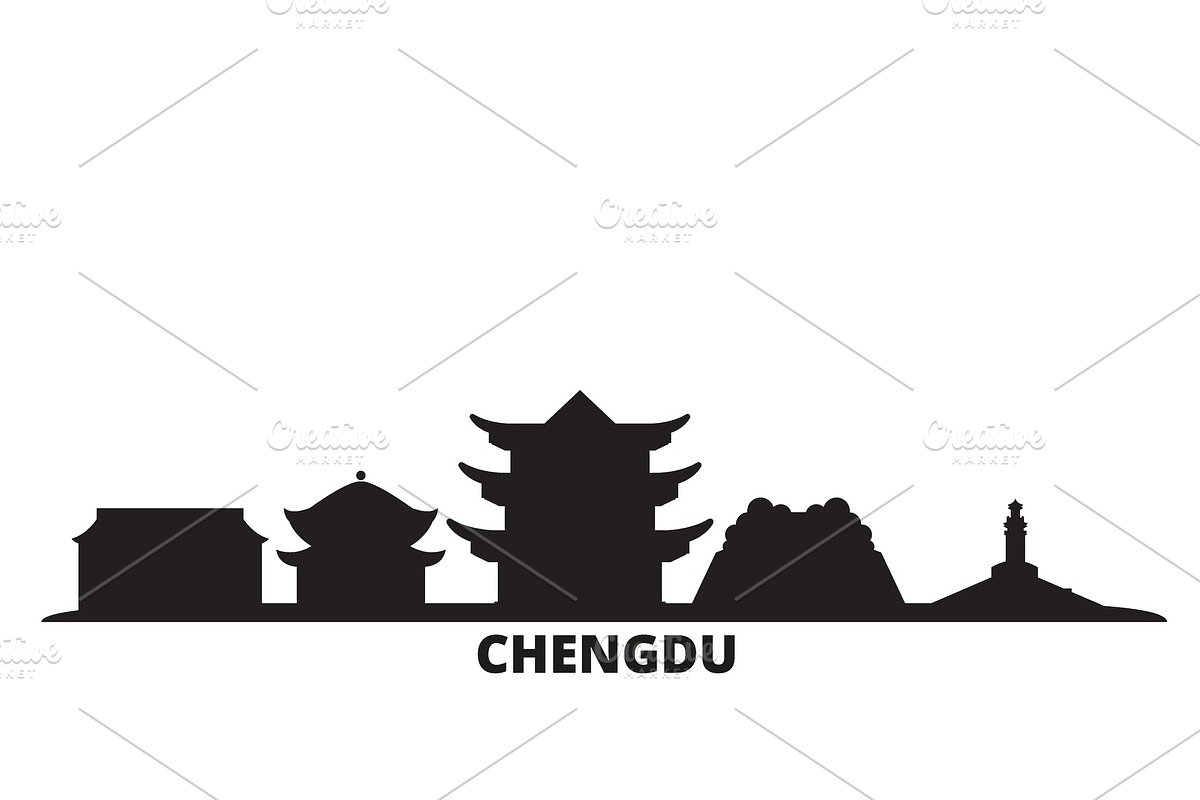 China, Chengdu city skyline isolated in Illustrations - product preview 8